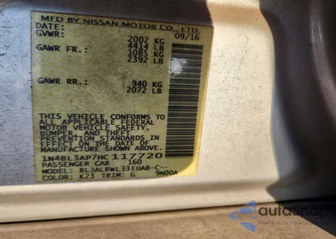 2017 Nissan Altima 3.5Sl from USA, damaged, VIN 1N4BL3AP7HC117720